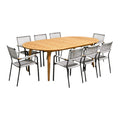Eettafel met acht stoelen, ovaal houtdesign