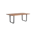 Eettafel van teakhout met metalen onderstel